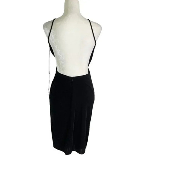 La Femme Halter Open Back Shirred Jersey Short Dress 29312 Black Size 10 NWT - Picture 4 of 11